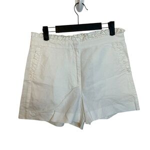 J.Crew White Linen Ruffled Shorts